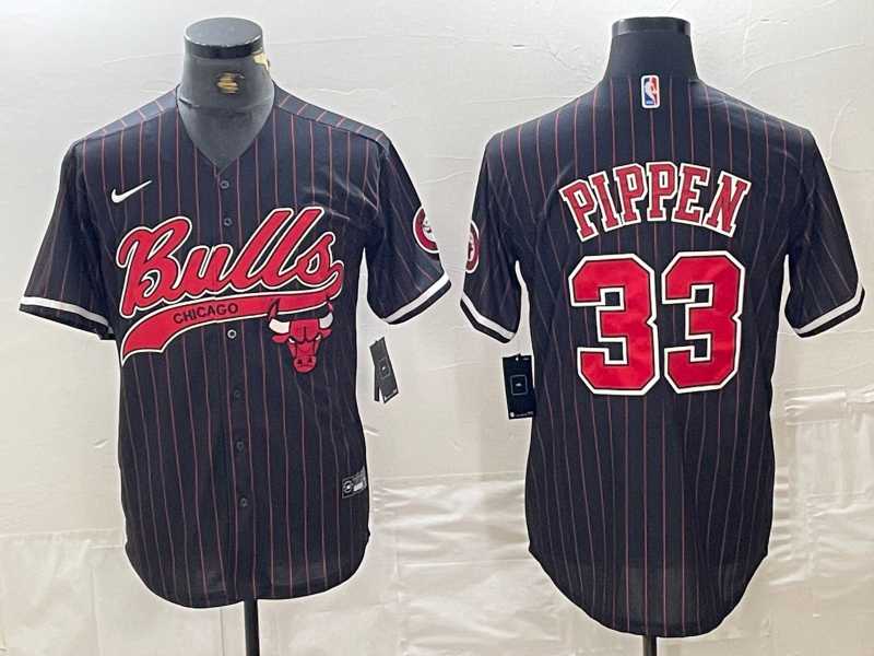 Men's Chicago Bulls #33 Scottie Pippen Black Pinstripe Cool Base Stitched Baseball Jersey,We sell and wholesale Men's Chicago Bulls #33 Scottie Pippen Black Pinstripe Cool Base Stitched Baseball Jersey on line form chian!